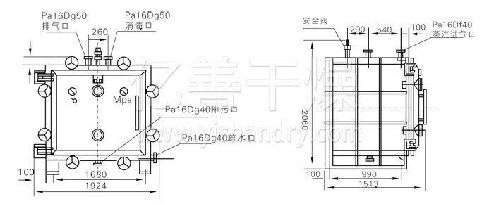 方（fāng）形靜態真空幹燥機結構示意圖